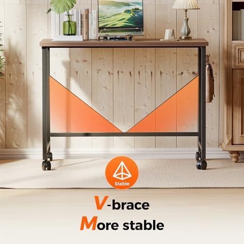 Mericonia 47x24 Inch Computer Desk with Wheels, Small Simple Rolling Desk - Image 6