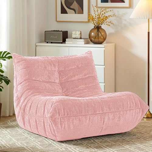 HABUTWAY Giant Bean Bag Chairs Lazy Sofa for Adults,Single,Pink | Bean Bag Sofa with Filler Faux Fur, Memory Foam Bean Bag Fireside Lazy Sofa Couches for Living Room, Bedroom, Office by HABUTWAYMakeYourLifeComfortable