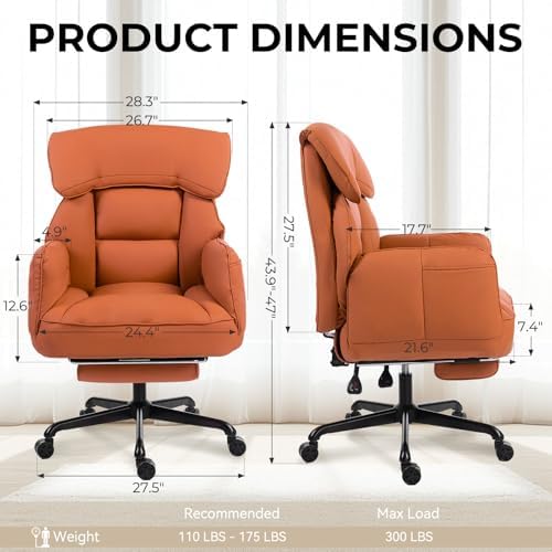 Dowinx Cross Legged Office Chair with Pivoting Armrests,Criss Cross Chair with Pocket Spring Seat & Back,Reclining Computer Gaming Chair with Footrest and Metal Base (Orange) - Image 2