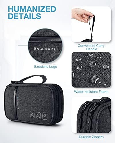 BAGSMART Electronics Travel Organizer for Cords Chargers Phones, Black - Image 5
