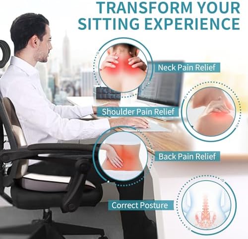 FLORICH Seat Cushion and Lumbar Support Pillow for Office Chair Car Neck Headrest Pillow Memory Foam Seat Pads Pressure Relief Back Cushion and Carseat Pads(Dark Grey) - Image 5