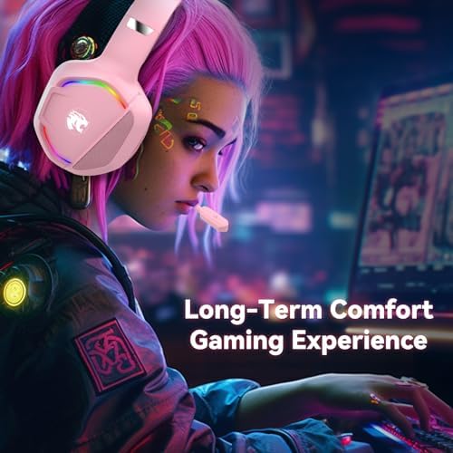 IMYB A36 Pink Gaming Headset with Mic Stereo Headphones for Pc, PS5, Xbox - Image 4