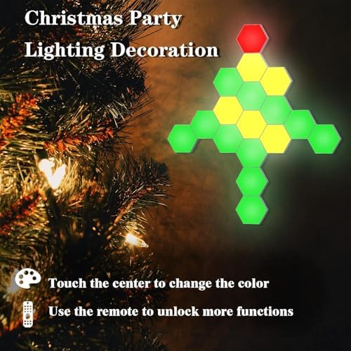 IFTHFOUR 10 Pack Hexagon Light Panels - Smart RGB Hexagon LED Lights Wall Lights Remote Control Lights for Lving Room, Bedrooms, DIY Lovers, Gifts, Gaming Room, Kids - Image 3
