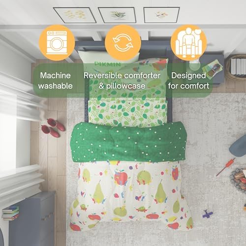 Nintendo Pikmin Game Kids Bedding Set, Twin Size 5 Piece Comforter and Sheet Set with Sham, (Officially Licensed Product) by Franco - Image 4