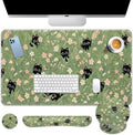 Arttown Keyboard Mouse Pad Set, 4 in 1 Desk Mat Set Black Cat by Arttown