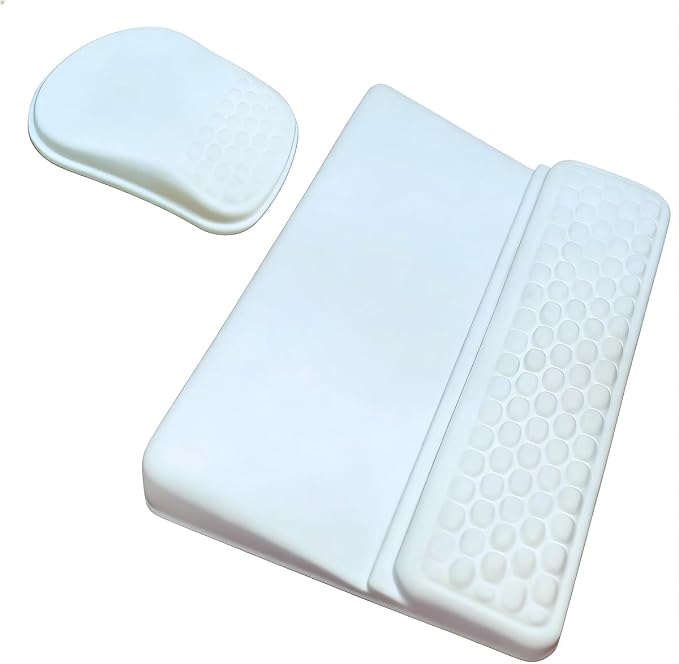 Keyboard Wrist Rest -Ergonomic Keyboard Stand with Wrist Rest- with Carpal Tunnel Pain Relief Massage Bumps and Full Memory Gel Design - Ideal Frequent Computer (White) by WENPIC
