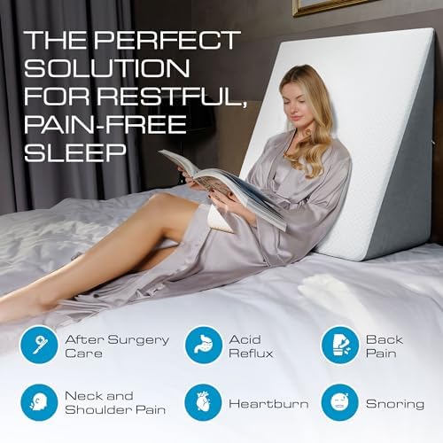 Kolbs Bed Wedge Pillow for Sleep Apnea, FSA Eligible Acid Reflux, and Back Pain Relief, with Chic Jacquard Cover - Headboard Wedges for Sleeping (Extra Wide 12" Height) - Image 2
