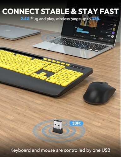 SABLUTE Wireless Keyboard and Mouse Combo with Large Print, Ergo Wrist Rest - Image 5