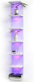 VIWODS 7 Tier Wall Shelf with Lights, White by VIWODS