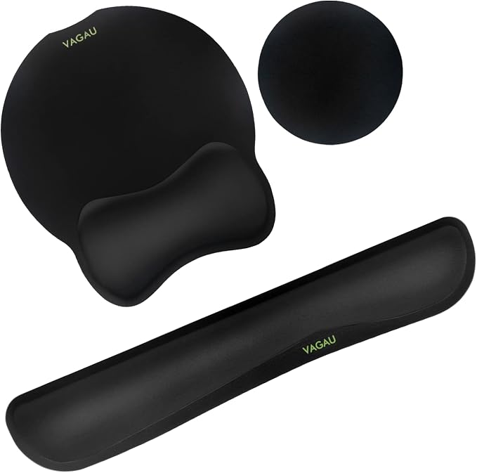 VAGAU Premium Keyboard Wrist Rest and Mouse Pad Wrist Support | Ergonomic Memory Foam Set for Office, Laptop, Mac, Computer and Gaming, Comfortable Typing &Wrist Pain Relief by VAGAU