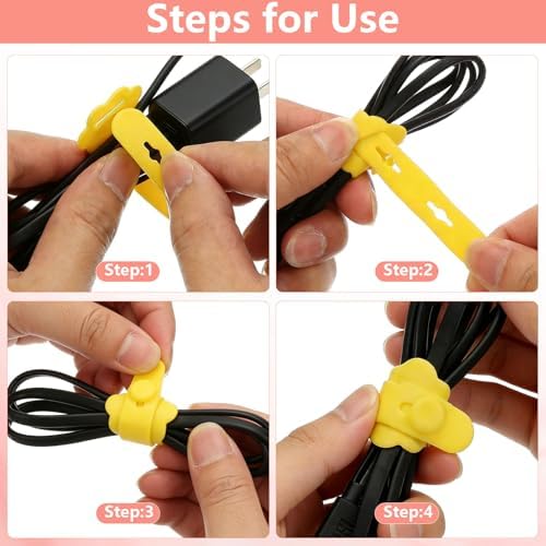 75 Pcs Silicone Cable Ties, Reusable Cable Straps Wire Organizer. - Image 5