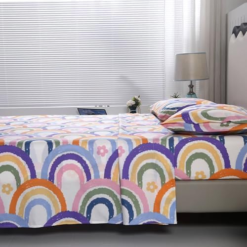 SDIII 4 Pieces Rainbow Twin Sheets Set, Soft Microfiber Rainbow Sheets Twin Size, Cute Colorful Bed Sheet Set for Girls Boys Kids and Teens All Season - Image 2