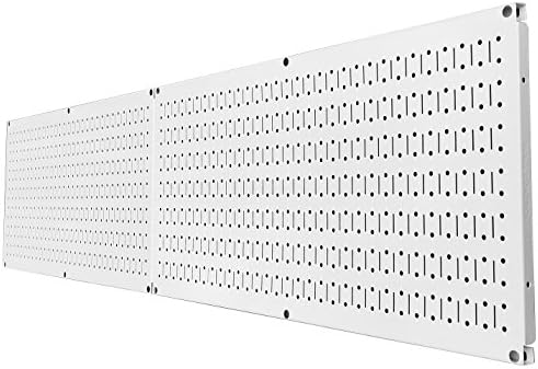 Pegboard Rack Wall Control Home & Garage Tool Storage & Organization White Metal Pegboard Pack - Two 32-Inch x 16-Inch White Steel Peg Board Panels - Image 3