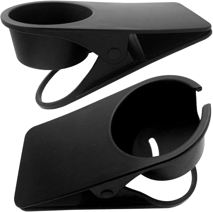 YOY 2 Pieces Drink Cup Holder Clip - Table Desk Side Water Glass Beer Bottle Beverage Soda Coffee Mug Holder Cup Saucer Clip Design for Home Office, Black(Mug & Cup) by YOY