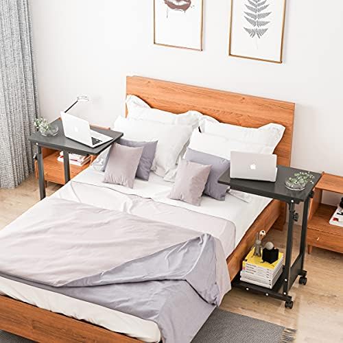 TigerDad Adjustable Height C Table Sofa Side Bedside Table with Wheels, Hospital Bed Table Rolling Tray with Storage, Mobile Computer Desk Laptop Table for Home Use - Image 5