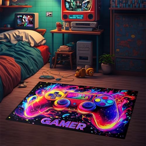 Gamer Rug for Boys Room - Gaming Rug, 6'x8' Gaming Carpet for Teens Boys Playroom, Video Game Carpet for Bedroom Living Room Playroom Gameroom Decor Floor Mats - Image 4