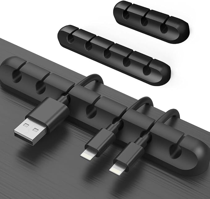 3 Pack Cable Clips Cord Management Organizer, Black, Silicone by Baskiss