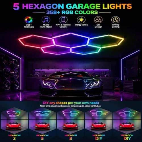 25Pack RGB Hexagon Lights,Music Sync 5Hex LED Hexagon Lights Smart App - Image 2