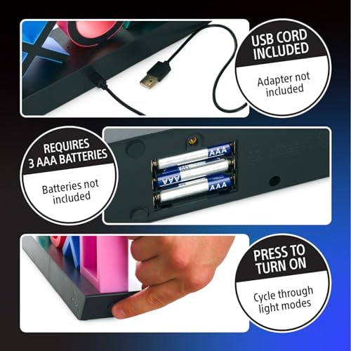 Paladone Playstation Controller Icons Light with 3 Light Modes - Sound Reactive, Dynamic Phasing, and Standard Mode - Gaming Desk Accessories and Game Room Decor - Image 6