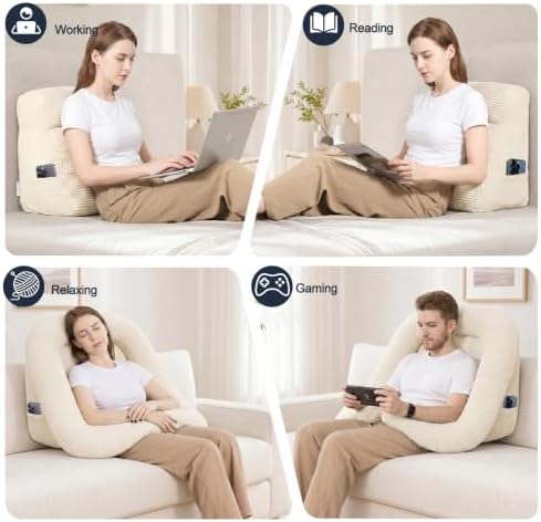 Reading Pillow for Bed Adult, 2-in-1 Back Rest Pillow for Sitting Up - Image 6