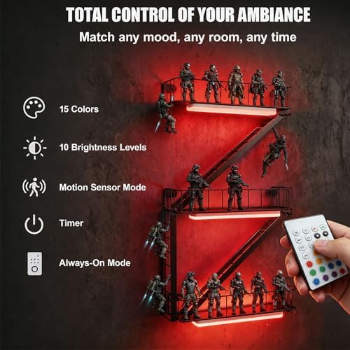 Fire Escape Wall Shelf, Iron Fire Escape Shelf with 15 Colors LED Light - Image 4