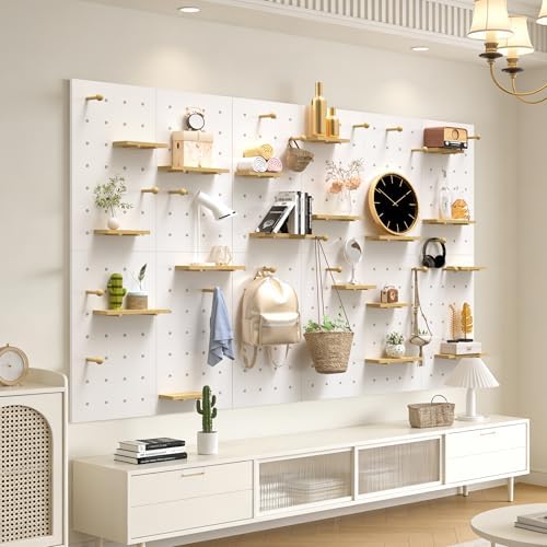 Modular Wooden Peg Board Wall Organizer DIY Thick Pegboard Kit(31.4X55.1in) by SLVUAFRN