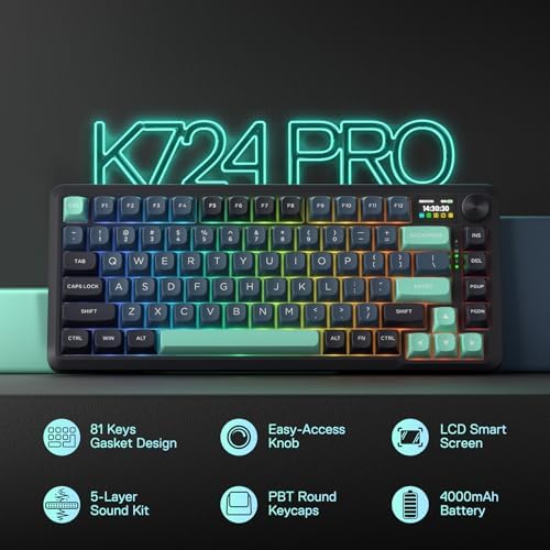 Redragon K724 PRO Wireless 81-Key Gasket Gaming Keyboard, TFT Screen & Knob - Image 2