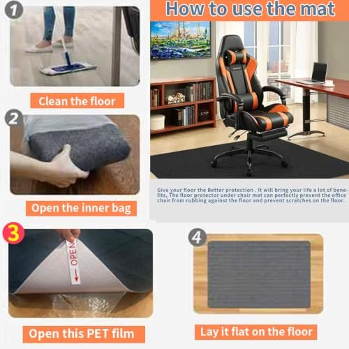 Upgraded Chair Mat for Hardwood & Tile Floor,36"x 55" Desk Chair Mat,Anti-Slip Office Chair Mat, Computer Gaming Floor Mat for Rolling Chair, Under Desk Rug Floor Protector,Easy to Clean,Black - Image 4