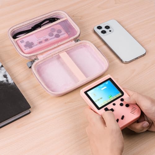TOCCOOL Handheld Game Console Carrying Case, Protective Travel Retro Mini Game Console Box for Charging Cable, Earphones, Batteries and Accessories (Pink) - Image 6