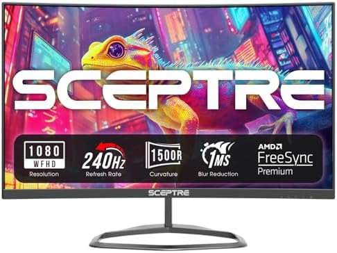 Sceptre Curved 24.5-inch Prime Gaming Monitor up to 240Hz 1080p R1500 1ms DisplayPort x2 HDMI x2 Blue Light Shift Build-in Speakers, Machine Black 2025 (C255B-FWT240 Series) - Image 2