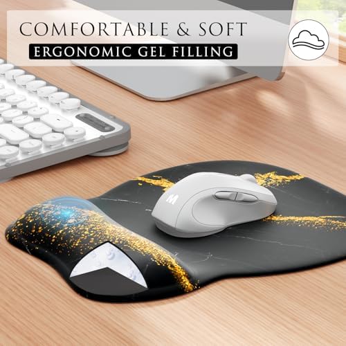 MROCO Ergonomic Mouse Pad with Gel Wrist Rest, 9.4 x 8.1 in, Black Gold - Image 4