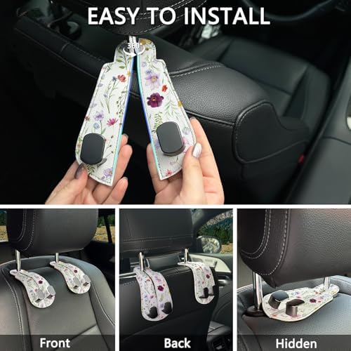 Blusabaca 2PCS Car Seat Headrest Hooks, Purses Bags Holder, Flowers Floral - Image 6