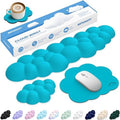 Cloud Wrist Rest Keyboard Cushion and Cloud Mouse Pad, Scuba Blue | 4-in-1 Ergonomic Cloud Keyboard Wrist Rest Set, Memory Foam, Arm Support for Palm, Cute Desk Accessory for PC Gaming Setup by Unknown