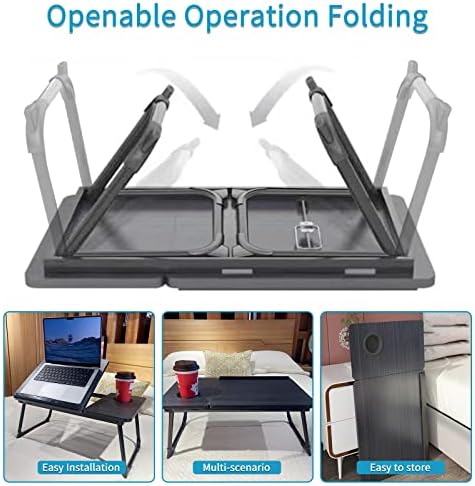 CloudTrip Laptop Desk for Bed or Couch, Lap Desk, Woking in Bed Desk, Home Office Desks, Breakfast Tray, Desk with Cup Holder, Watching Movies in Bed, Laptop Stand for Bed, Fordable Legs Desk (Black) - Image 6