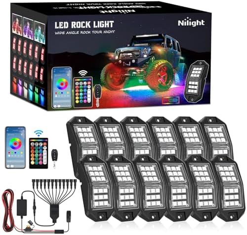 Nilight RGB LED Rock Lights Kit 12 PCS 18LED Wide Angle Wheel Well Light by Nilight