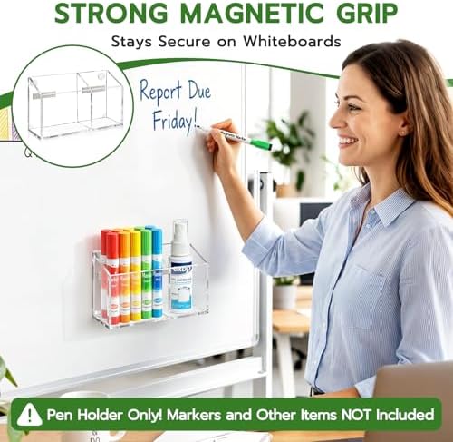 MR.MATE Magnetic Pen Holder,Clear Magnetic Marker Cup for Fridge Whiteboard - Image 2
