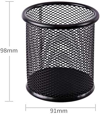 HSYMQ Black Pen Holder Cup for Desk, Pencil Cup Holder, Black Wire Mesh Pen Cup for Desk Office Pen Organizer - Image 6