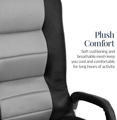 Best Choice Products Swivel Gaming Chair 360 Degree Multipurpose Floor Chair Rocker for TV, Reading, Playing Video Games w/Lumbar Support, Armrest Handles, Adjustable Foldable Backrest - Black/Gray - Image 5
