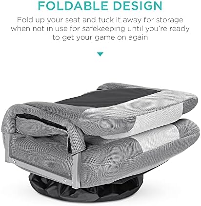 Best Choice Products Swivel Gaming Chair 360 Degree Multipurpose Floor Chair Rocker for TV, Reading, Playing Video Games w/Lumbar Support, Armrest Handles, Adjustable Foldable Backrest - Gray/White - Image 5