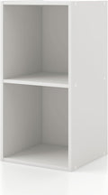 Homes: Inside + Out Apexa 2-Cube Storage Organizer Shelves, Stackable Wood Bookcase Fits Cubby Bins for Organization, Dorm Teen Room Decor & Home Office, White by HOMESInsideOut