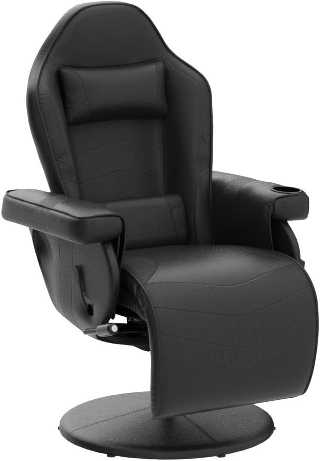 LVUYOYO Reclining Gaming Chair, Gaming Chair with Footrest and Massage, High Back PU Leather Gaming Recliner w/Adjustable Height, Swivel Game Chair with Lumbar Support, Cup Holder, Headrest - Image 4