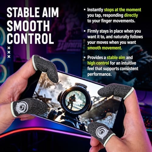 TALONGAMES Mobile Gaming Finger Sleeves, 8 Pack 0.3mm Silver Fiber Thumb Sleeves, High Sensitivity Touch, Anti-Sweat, Smooth Glide, Breathable Finger Cots for Mobile Gaming, FPS, Rhythm Games (Green) - Image 6