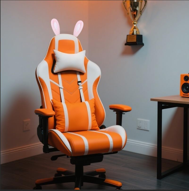 Tsangbaby Easter Bunny Ears Decor for Gaming Chair DIY Chair Decoration Accessories Pink Bunny Ears for Families Rooms Party Gaming Chairs Decor Pink - Image 3