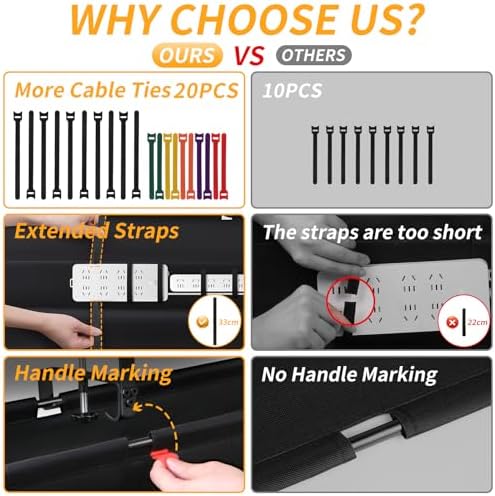 Under Desk Cable Management Tray No Drill, 28Inch Cable Management,Black - Image 3