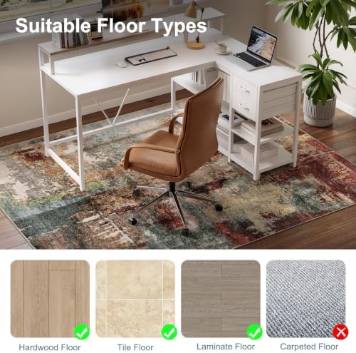 Anidaroel Office Chair Mat for Hardwood Floor, 48"x60" Under Desk Chair Rug for Rolling Chair, Anti-Slip Computer Chair Mat, Low Pile Carpets Floor Rug for Home Office Gaming Room - Image 2
