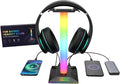 RGB Gaming Headphone Stand with Charging Hub, Headset Holder for Desk with Controller Organizer, 3 Ports USB-A and USB-C, 10 Lighting Modes, Touch Control for PS5 Xbox PC Gaming Setup by Unknown
