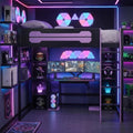 Merax Full Size Gaming Loft Bed with Desk and Built-in Wardrobe & Cabinets by Merax