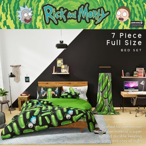Rick & Morty Bedding 7 Piece Super Soft Cozy Reversible Comforter and Sheet Set with Sham, Full, (Officially Licensed Product) By Franco - Image 4