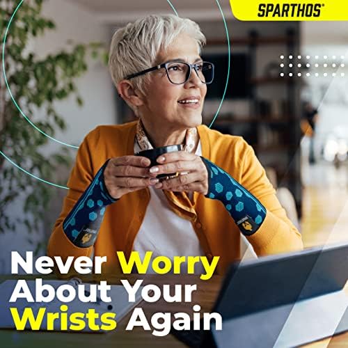 Sparthos Wrist Compression Sleeves (Pair), Carpal Tunnel Brace - Blue-S | Soft Wrist Support for Men & Women, Medical Grade Elastic, Hand & Forearm, Fits Left or Right, Arthritis Pain, Volleyball - Image 6