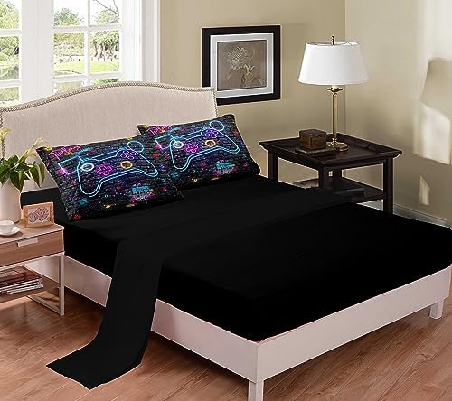 NINENINE 5PCS Gaming Bedding Sets,Twin Size Bedding Set for Boys, Twin Comforter Sets for Boys Kids with 1Comforter, 1Flat Sheet, 1Fitted Sheet, 2Pillowcases - Image 2